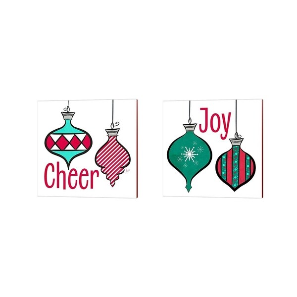 Andi Metz 'Joyful Christmas Ornaments' Canvas Art (Set of 2)
