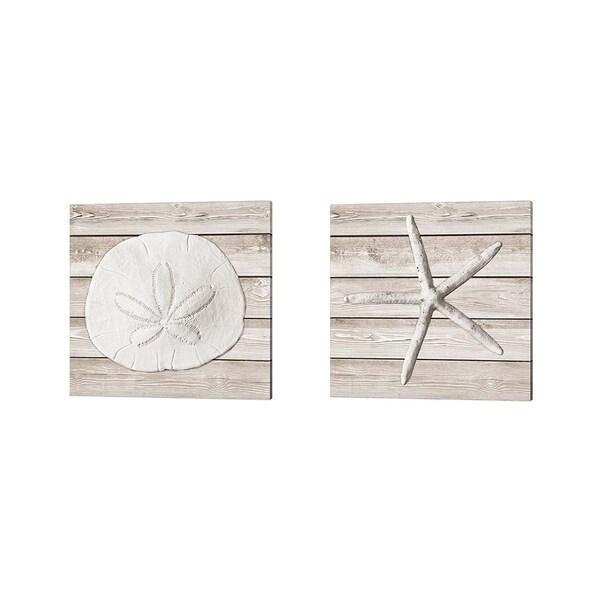 Jairo Rodriguez 'Sand and Sea on Wood' Canvas Art (Set of 2)