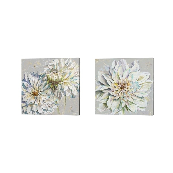 Patricia Pinto 'Grey Dahlias' Canvas Art (Set of 2)