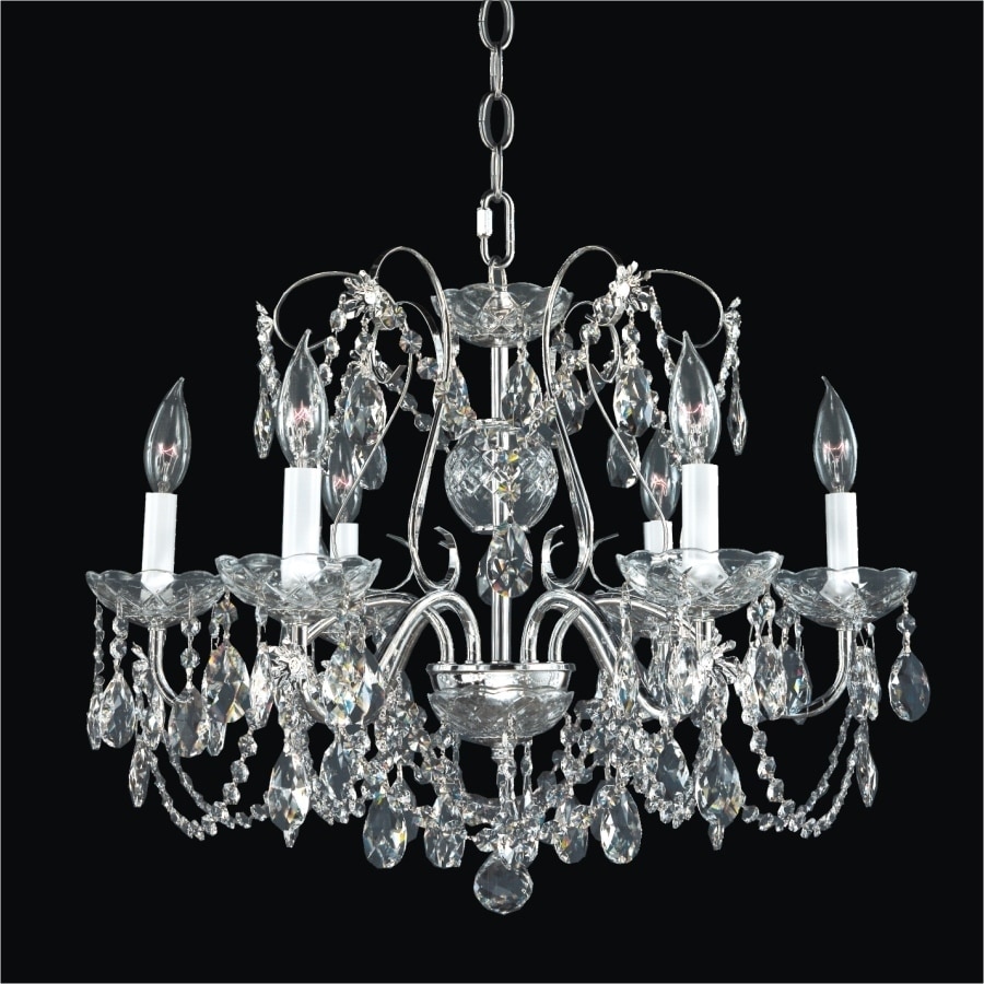 6 Light Polished Chrome Frame and Crystal Traditional Chandelier | Crown Jewwl 537 (Chrome) - Chandeliers For Bedrooms by Overstock.com