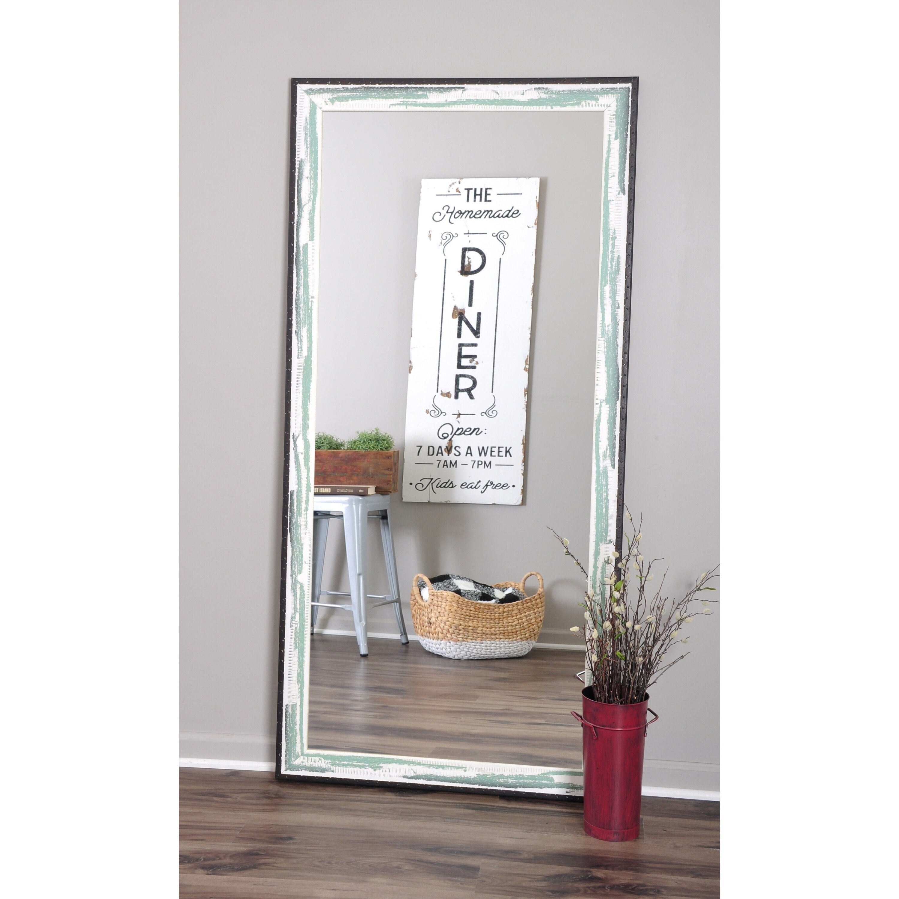 Shop Industrial Sage Floor Mirror Green Brown White Free