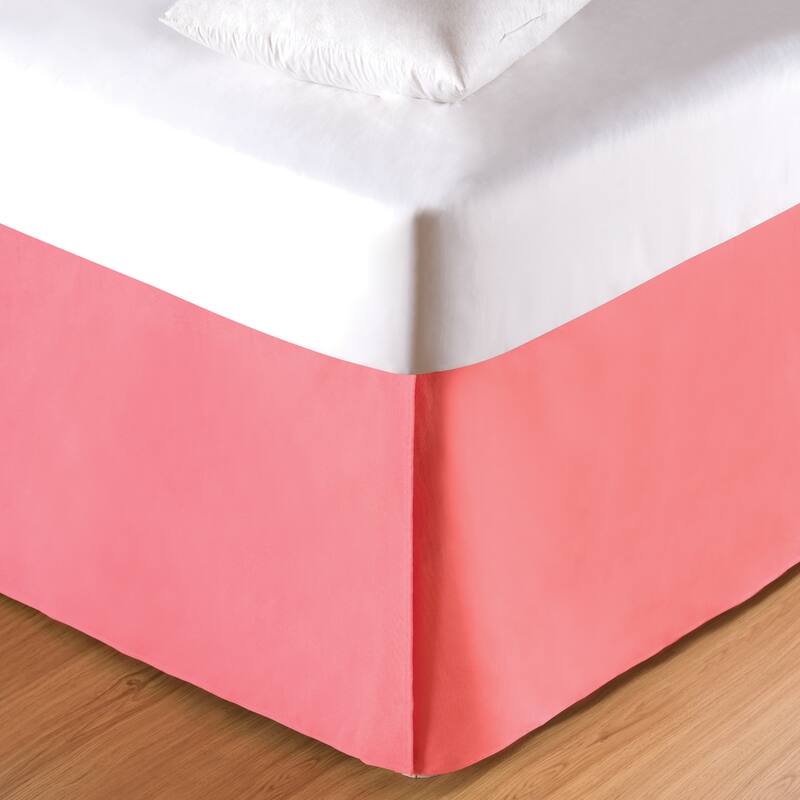 Tailored Pleated Cotton 18-inch Drop Bed Skirt - King - Coral - Casual/Tropical/Nautical & Coastal