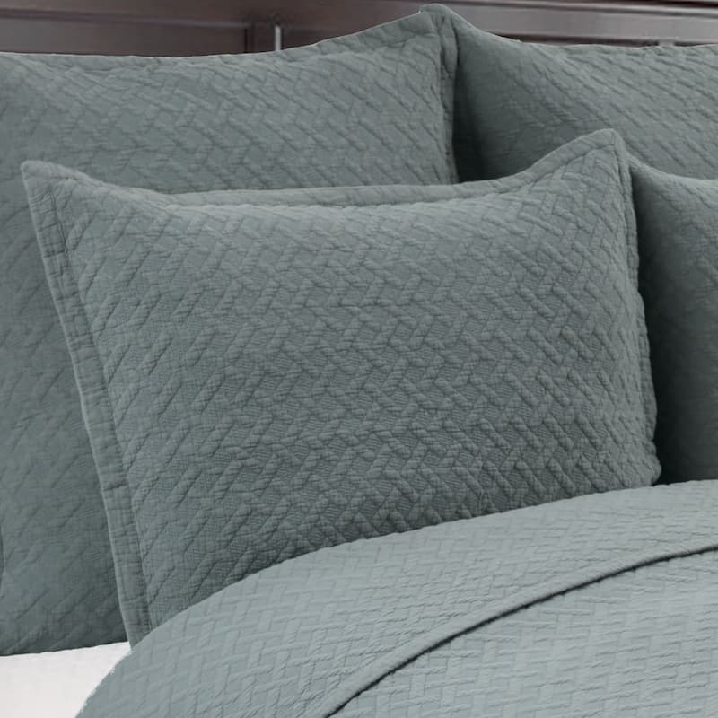 Basketweave Cotton Euro Shams (Set of 2) - Jadeite