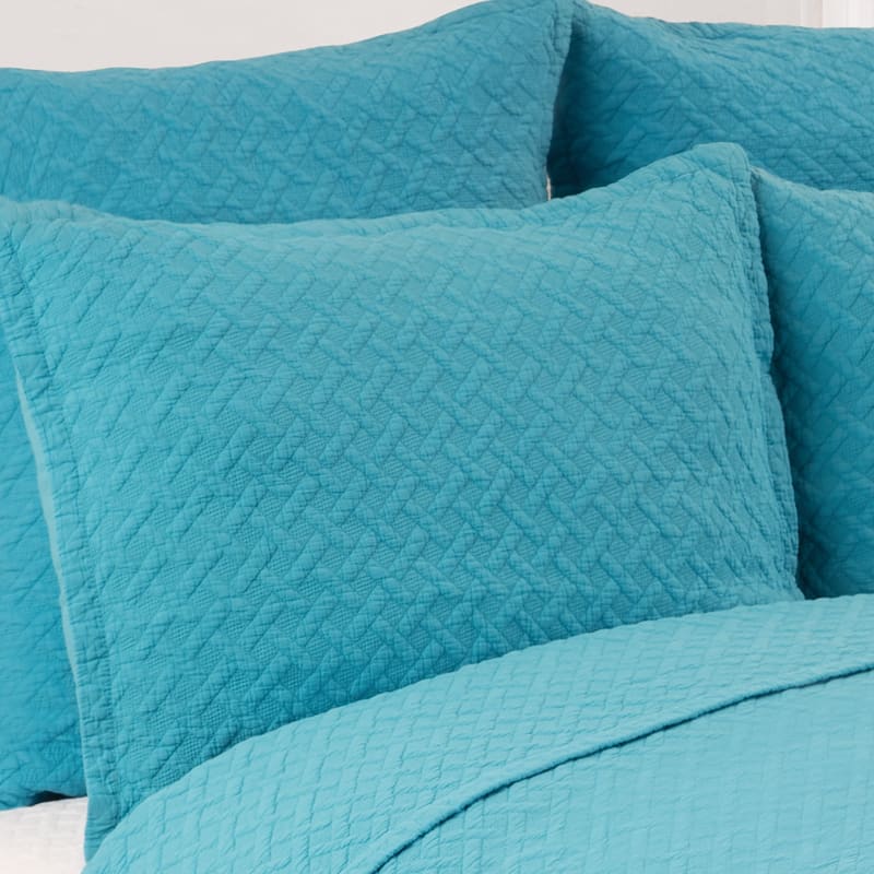 Basketweave Cotton Euro Shams (Set of 2) - Azul