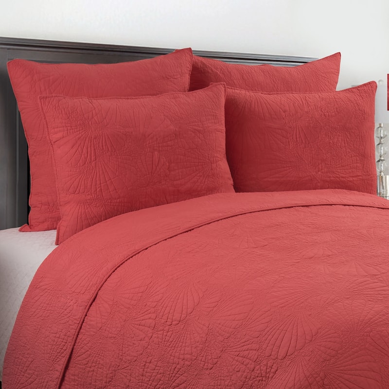 Scallop Shell Cotton Euro Sham - Coral
