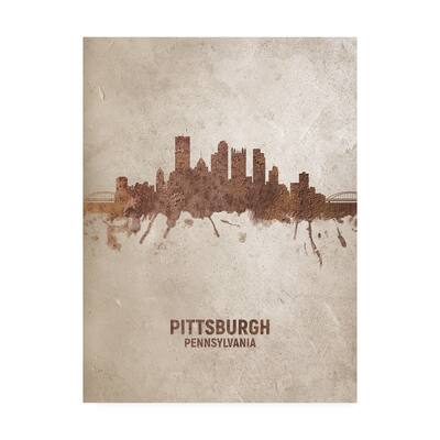 Michael Tompsett 'Pittsburgh Pennsylvania Rust Skyline' Canvas Art