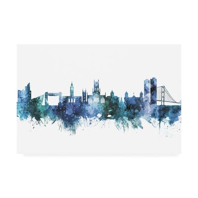 Michael Tompsett 'Kingston upon Hull England Skyline Blue' Canvas Art