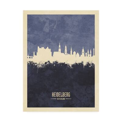Michael Tompsett 'Heidelberg Germany Skyline Navy' Canvas Art
