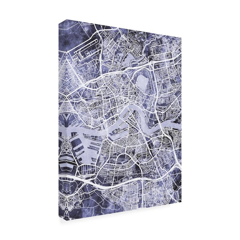 Michael Tompsett 'Rotterdam Netherlands City Map Blue' Canvas Art