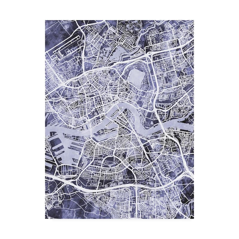Michael Tompsett 'Rotterdam Netherlands City Map Blue' Canvas Art