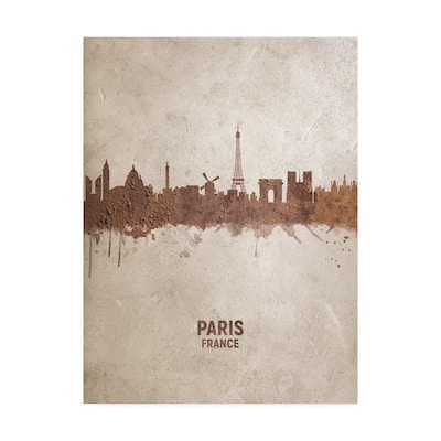Michael Tompsett 'Paris France Rust Skyline' Canvas Art