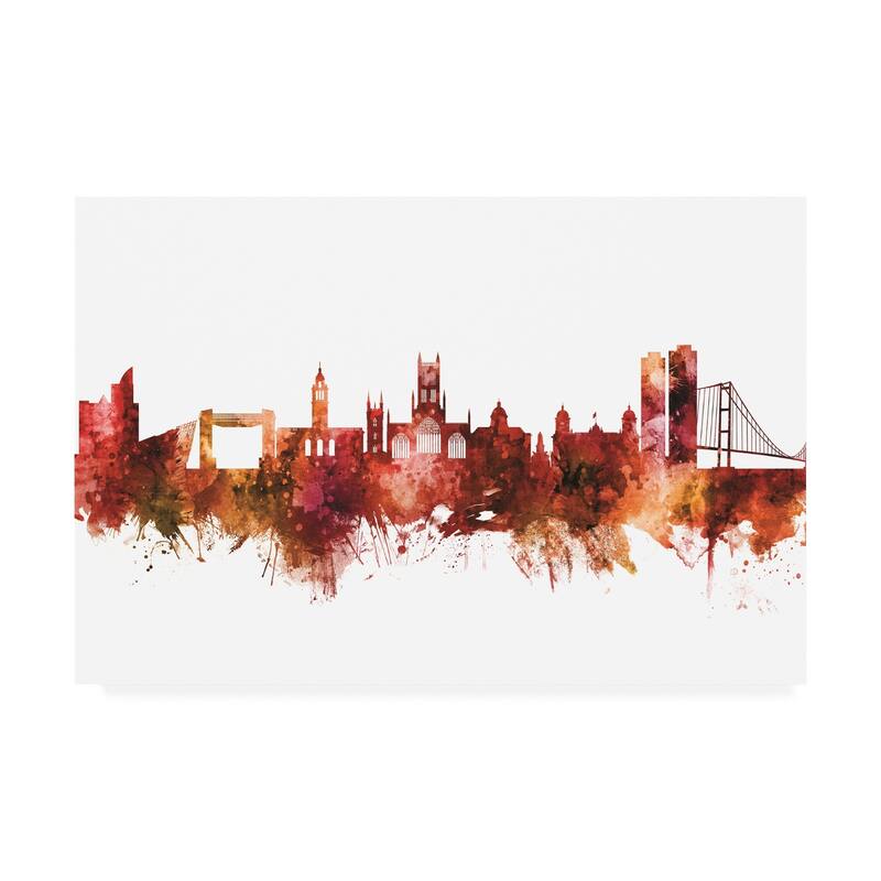 Michael Tompsett 'Kingston upon Hull England Skyline Red' Canvas Art