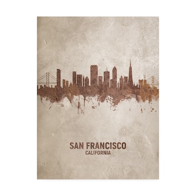 Michael Tompsett 'San Francisco California Rust Skyline' Canvas Art