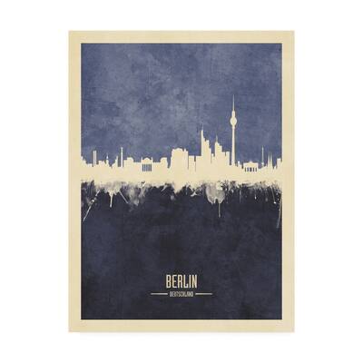 Michael Tompsett 'Berlin Germany Skyline Navy' Canvas Art