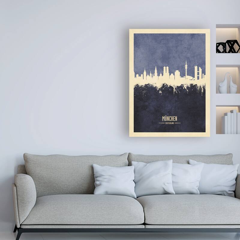 Michael Tompsett 'Munich Germany Skyline Navy' Canvas Art
