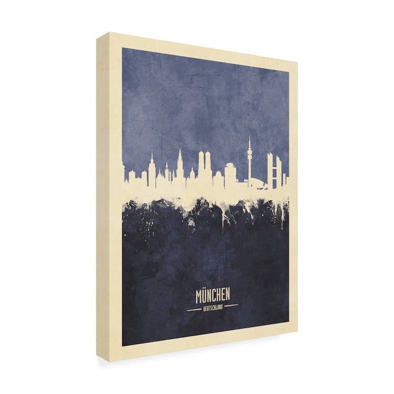 Michael Tompsett 'Munich Germany Skyline Navy' Canvas Art