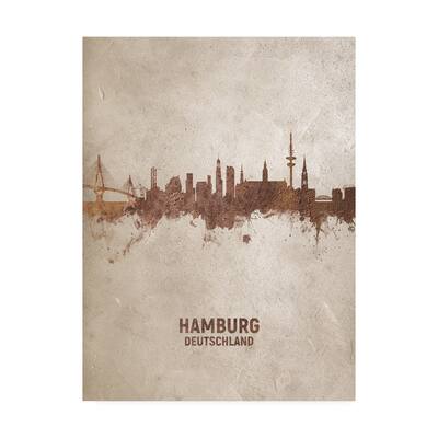 Michael Tompsett 'Hamburg Germany Rust Skyline' Canvas Art