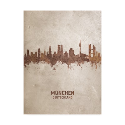 Michael Tompsett 'Munich Germany Rust Skyline' Canvas Art