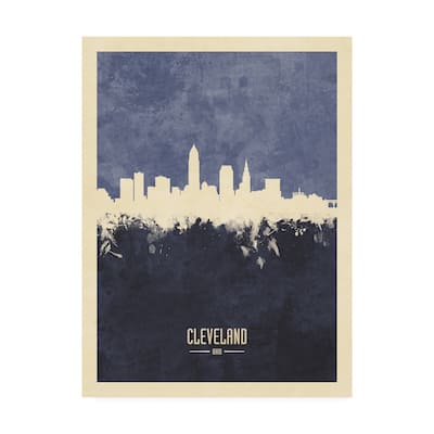 Michael Tompsett 'Cleveland Ohio Skyline Navy' Canvas Art