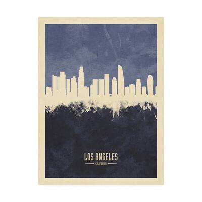 Michael Tompsett 'Los Angeles California Skyline Navy' Canvas Art