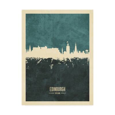 Michael Tompsett 'Edinburgh Scotland Skyline Teal' Canvas Art