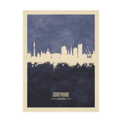 Michael Tompsett 'Dortmund Germany Skyline Navy' Canvas Art
