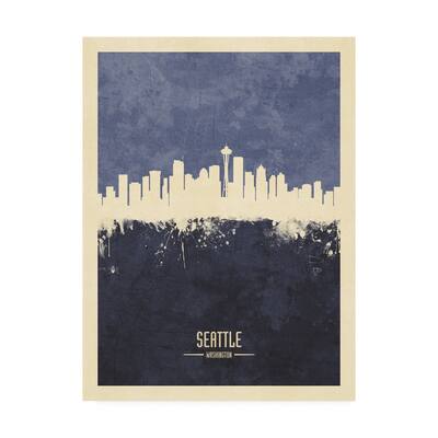 Michael Tompsett 'Seattle Washington Skyline Navy' Canvas Art