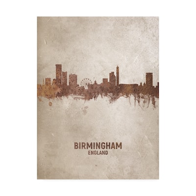 Michael Tompsett 'Birmingham England Rust Skyline' Canvas Art