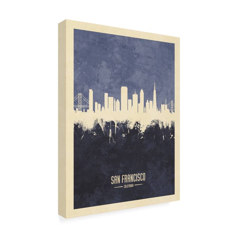 Michael Tompsett 'San Francisco California Skyline Navy' Canvas Art