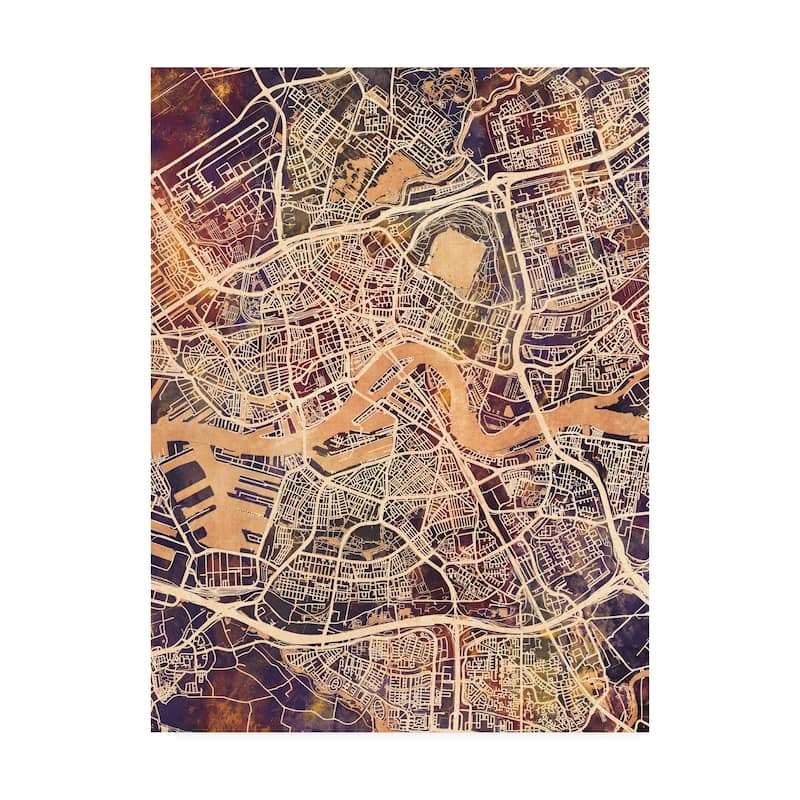 Michael Tompsett 'Rotterdam Netherlands City Map II' Canvas Art - 18x24