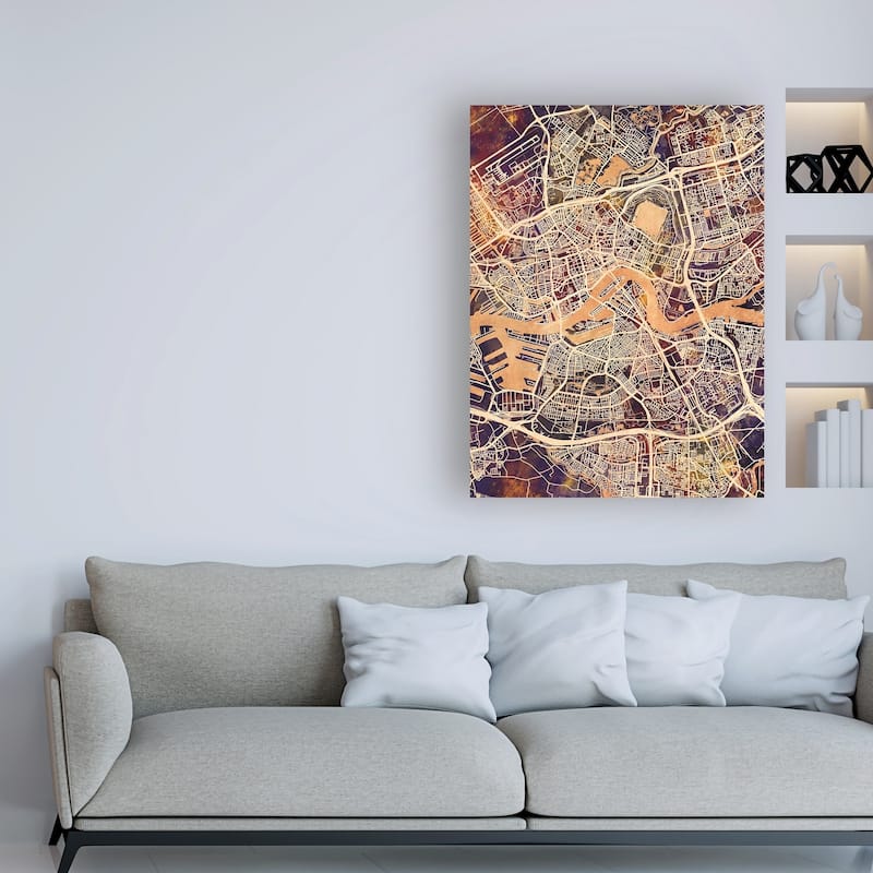 Michael Tompsett 'Rotterdam Netherlands City Map II' Canvas Art