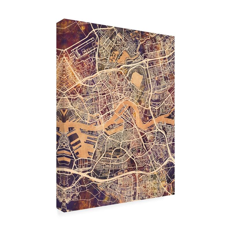 Michael Tompsett 'Rotterdam Netherlands City Map II' Canvas Art