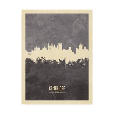 Michael Tompsett 'Cambridge England Skyline Gray' Canvas Art