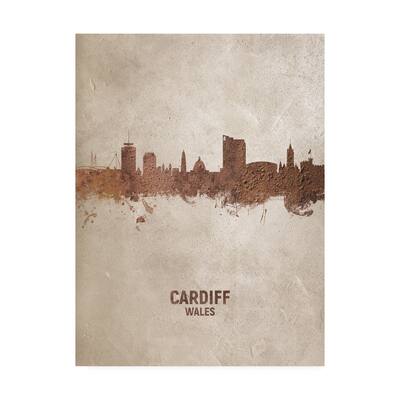 Michael Tompsett 'Cardiff Wales Rust Skyline' Canvas Art