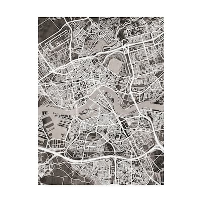 Michael Tompsett 'Rotterdam Netherlands City Map Black' Canvas Art