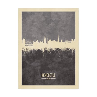 Michael Tompsett 'Newcastle England Skyline Gray' Canvas Art