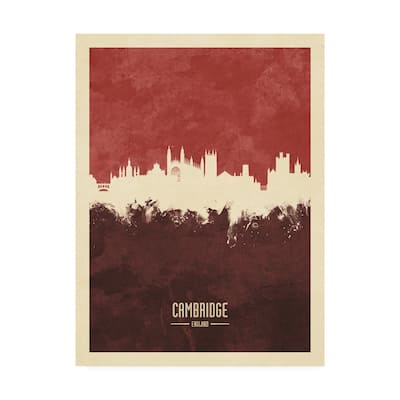 Michael Tompsett 'Cambridge England Skyline Red II' Canvas Art