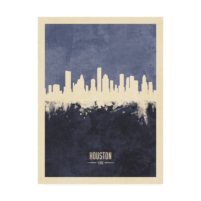 Michael Tompsett 'Houston Texas Skyline Navy' Canvas Art
