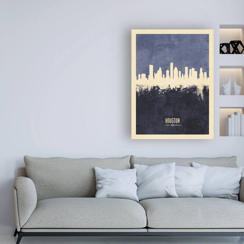 Michael Tompsett 'Houston Texas Skyline Navy' Canvas Art