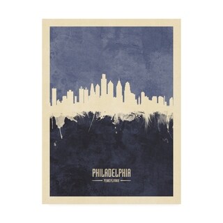 Michael Tompsett 'Philadelphia Pennsylvania Skyline Navy' Canvas Art