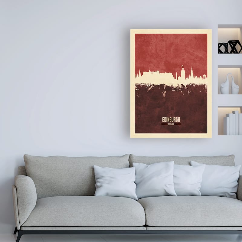 Michael Tompsett 'Edinburgh Scotland Skyline Red III' Canvas Art