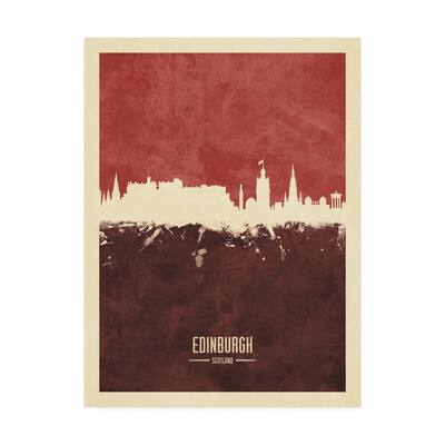 Michael Tompsett 'Edinburgh Scotland Skyline Red III' Canvas Art