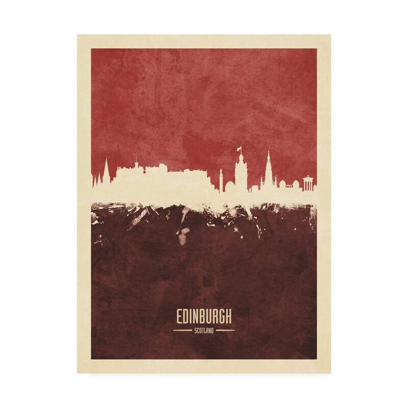 Michael Tompsett 'Edinburgh Scotland Skyline Red III' Canvas Art