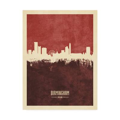 Michael Tompsett 'Birmingham England Skyline Red II' Canvas Art