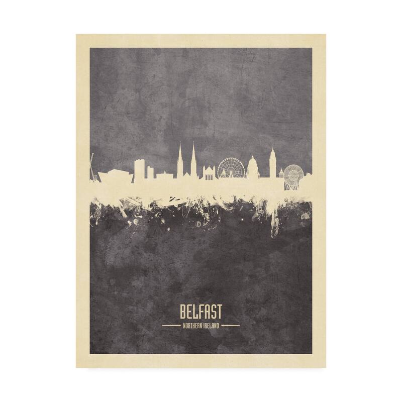 Michael Tompsett 'Belfast Northern Ireland Skyline Gray' Canvas Art