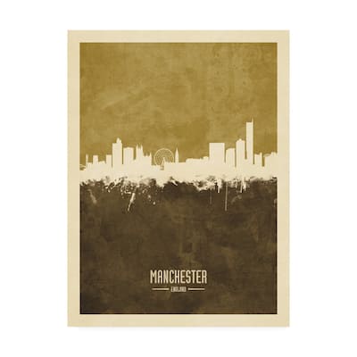 Michael Tompsett 'Manchester England Skyline Brown' Canvas Art