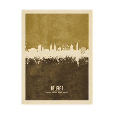 Michael Tompsett 'Belfast Northern Ireland Skyline Brown' Canvas Art