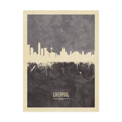 Michael Tompsett 'Liverpool England Skyline Gray' Canvas Art