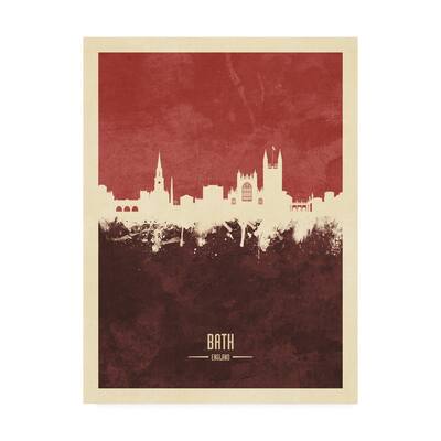 Michael Tompsett 'Bath England Skyline Cityscape Red II' Canvas Art