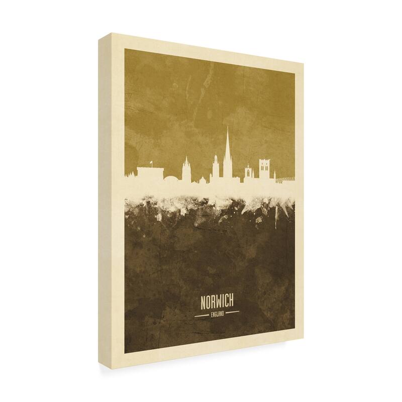 Michael Tompsett 'Norwich England Skyline Brown' Canvas Art